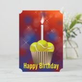 テニスのカップケーキ誕生日パーティー 招待状 (スタンド正面)