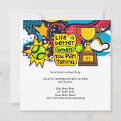 テニスのキッズ誕生日パーティー セーブザデート (正面)