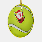 テニスのクリスマスとボールとサンタクロース セラミックオーナメント (右)
