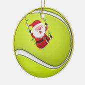 テニスのクリスマスとボールとサンタクロース セラミックオーナメント (左)