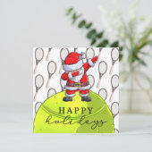 テニスのクリスマスとボール&ラケットとサンタ カード (スタンド正面)