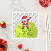 テニスのクリスマスとボール&ラケットとサンタ スタンダードカクテルナプキン (インサイチュ)