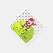 テニスのクリスマスとボール&ラケットとサンタ スタンダードカクテルナプキン (角)