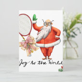 テニスのクリスマスとラケットとクリスマスリース シーズンカード (スタンド正面)