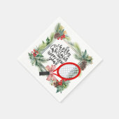 テニスのクリスマスと新年の選手の水色 スタンダードカクテルナプキン (角)