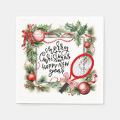 テニスのクリスマスと新年の選手の水色 スタンダードカクテルナプキン (正面)