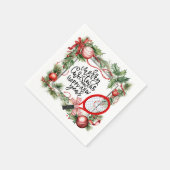テニスのクリスマスと新年の選手の水色 スタンダードカクテルナプキン (角)