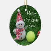 テニスのクリスマスと雪だるまとサンタクロース セラミックオーナメント (右)