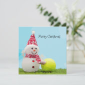 テニスのクリスマスと雪だるまとテニスボールカード (スタンド正面)