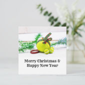 テニスのクリスマスのボールとリボン付き装飾 (スタンド正面)