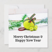 テニスのクリスマスのボールとリボン付き装飾 (正面)