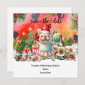 テニスのクリスマスをテーマにしたテニスパーティーの招待状です。 セーブザデート (正面/裏面)