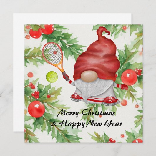 テニスのクリスマスをテーマにしたプレーヤー シーズンカード (正面/裏面)