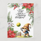 テニスのクリスマスをテーマにしたプレーヤー シーズンポストカード (正面)