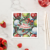 テニスのクリスマスをテーマにしたプレーヤー スタンダードカクテルナプキン (インサイチュ)
