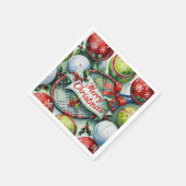 テニスのクリスマスをテーマにしたプレーヤー スタンダードカクテルナプキン (角)