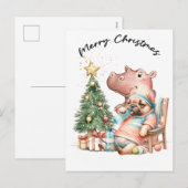 テニスのクリスマスをテーマにした シーズンポストカード (正面/裏面)