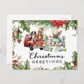 テニスのクリスマスをテーマにした シーズンポストカード (正面/裏面)