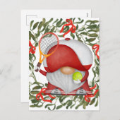 テニスのクリスマスをテーマにした シーズンポストカード (正面/裏面)