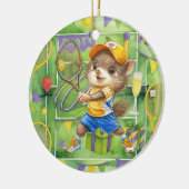 テニスのクリスマスをテーマにした セラミックオーナメント (左)