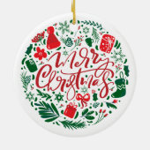 テニスのクリスマスをテーマにした セラミックオーナメント (裏面)