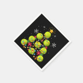 テニスのクリスマスツリーの贈り物 スタンダードカクテルナプキン (角)