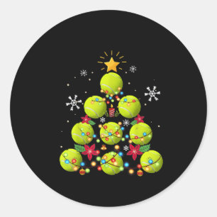 テニスのクリスマスツリーの贈り物 ラウンドシール