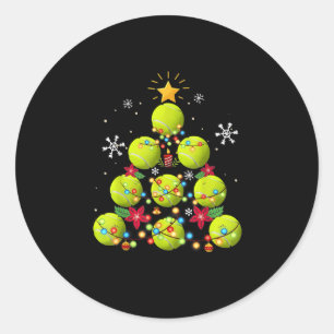 テニスのクリスマスツリーの贈り物 ラウンドシール