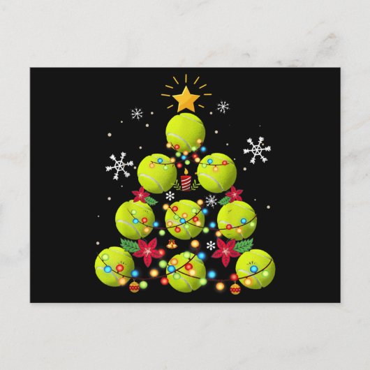 テニスのクリスマスツリーの贈り物 案内ポストカード (正面)