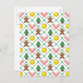 テニスのクリスマスパターン シーズンポストカード (正面/裏面)