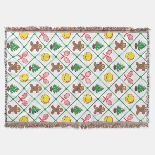 テニスのクリスマスパターン スローブランケット (正面)