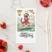 テニスのクリスマスパーティーと猫プレーヤー (インサイチュ)