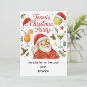 テニスのクリスマスパーティー ドリンク＆サンタ帽付き 招待状 (スタンド正面)