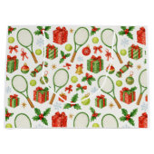 テニスのクリスマスボールとラケットギフトのためのパーティー ラージペーパーバッグ (正面)