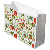 テニスのクリスマスボールとラケットギフトのためのパーティー ラージペーパーバッグ (正面アングル)