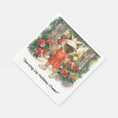 テニスのクリスマス猫好き スタンダードランチョンナプキン (角)