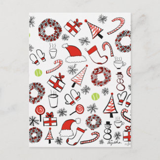 テニスのクリスマス シーズンポストカード