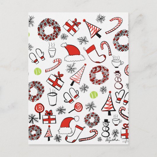 テニスのクリスマス シーズンポストカード (正面)