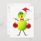 テニスのクリスマス シーズンポストカード (正面/裏面)