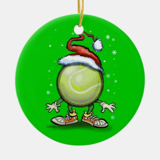 テニスのクリスマス セラミックオーナメント (正面)