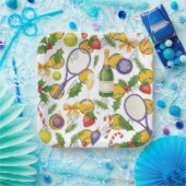 テニスのクリスマス（ボールとラケット） ペーパープレート (パーティー)