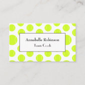テニスのコーチのスポーツ白と黄色の名刺 名刺 (正面)