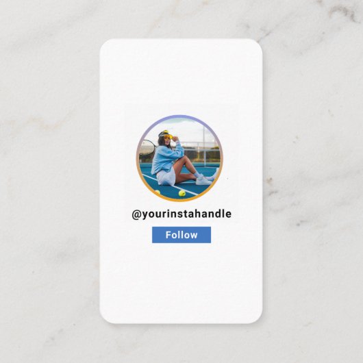 テニスのコーチ選手後を追Instagramプロフィールフォト 名刺 (裏面)