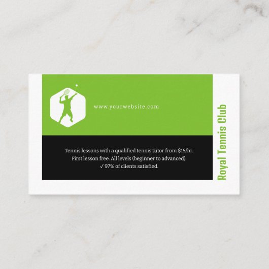 テニスのコーチ |テニスの男子 名刺 (裏面)