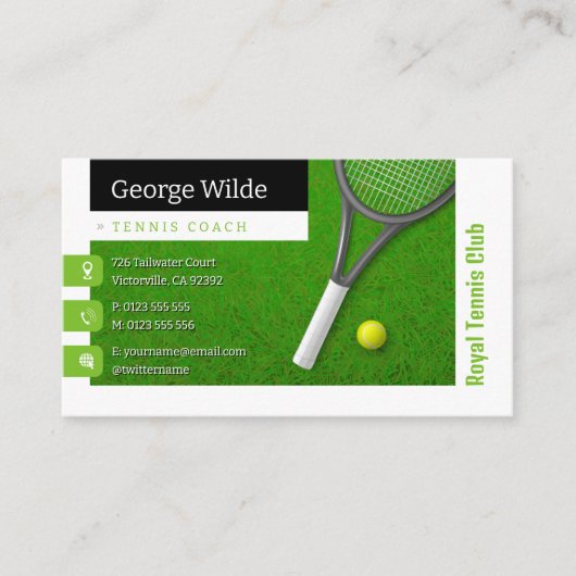 テニスのコーチ |テニスの男子 名刺 (正面)