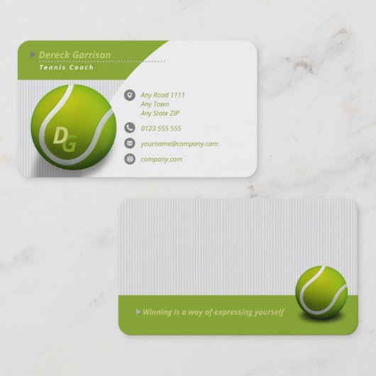 テニスのコーチ |プロフェッショナルスポーツ 名刺 (正面/裏面)