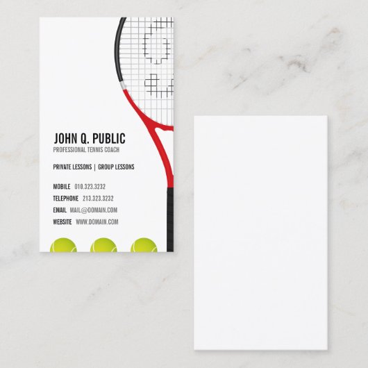 テニスのコーチ 名刺 (正面/裏面)