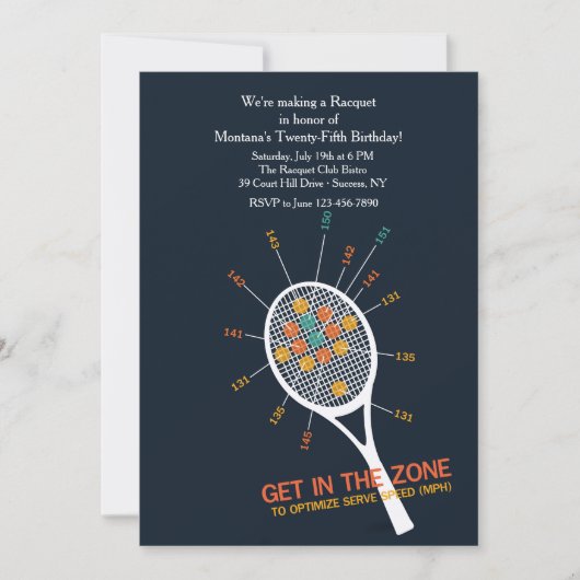 テニスのサーブの地帯の招待状 招待状 (正面)