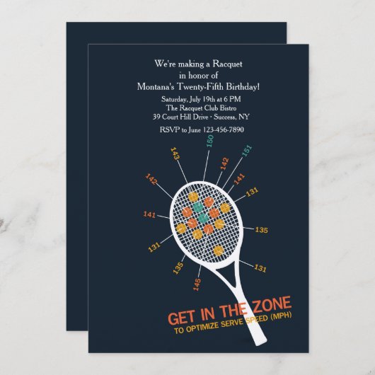 テニスのサーブの地帯の招待状 招待状 (正面/裏面)