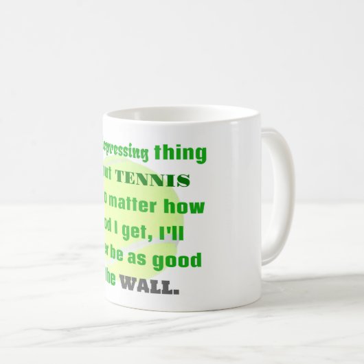 テニスのジョークギフトで笑いテニスボール コーヒーマグカップ (正面右)